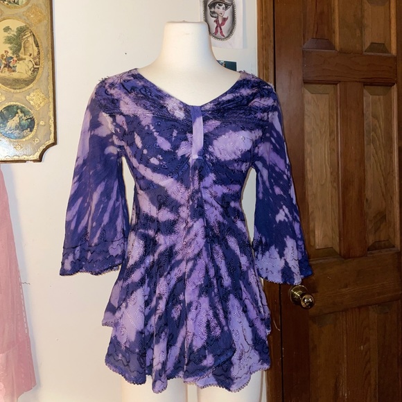 my choice Tops - Purple Tie-Dye Hippie Blouse